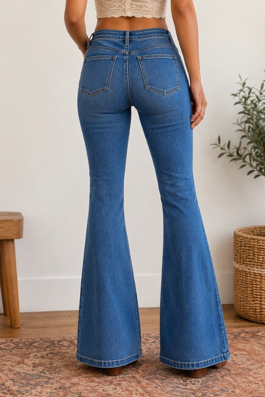 Boho 70s Style Knox Rose Women's Flare Jeans Size 6 Medium Wash Denim - Picture 1 of 12